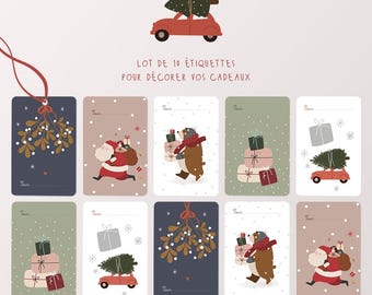 Lot 10 étiquettes cadeaux Noël "Enchanté"