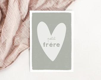 Carte coeur Petit frère - naissance