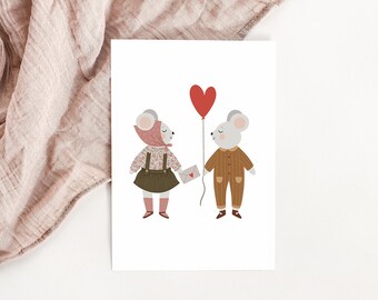 Carte amour petites souris