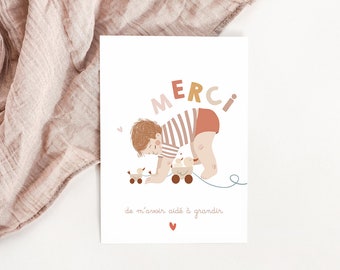 Carte Merci de m'avoir aidé à grandir - Nounou
