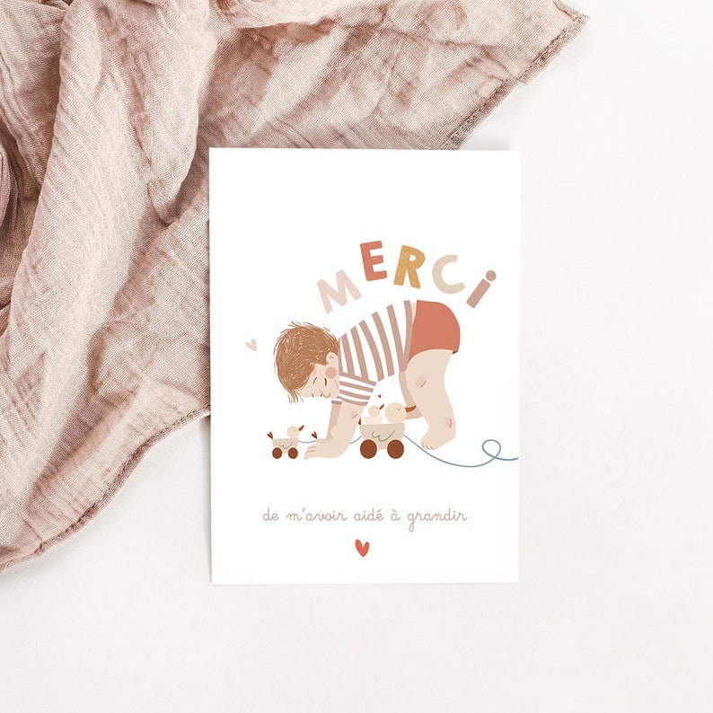 Carte Merci de m'avoir aidé à grandir - Nounou image 1