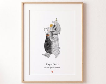 Affiche Papa Ours - A PERSONNALISER