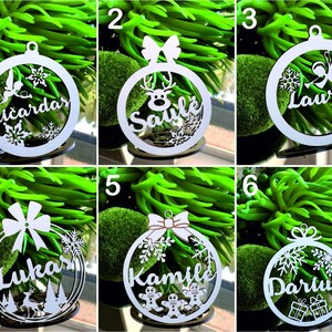 20 Personalised Christmas baubles, Custom Pendants, Laser Engraved Names, Gift Tags
