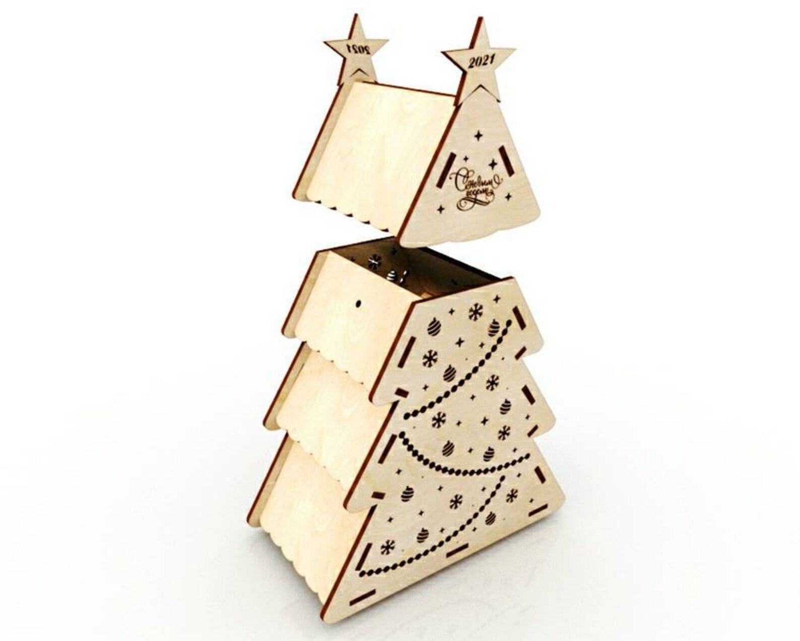 Christmas tree wooden box for gifts and candys Xmas Eve home Etsy