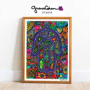 Hamsa Hand, Boho Hand, Zen Wall, Third Eye, Hand of Fatima, Evil Eye, Digital Art - Blessing - Wall Poster - Home Decor Digital Download