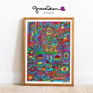 Watercolor Hamsa Hand Printable – Boho Spiritual Digital Art, Evil Eye Protection, Instant Wall Decor Download