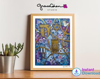 Judaica Art Print: Jewish Home Decor, Religious Wall Art (Digital Download)
