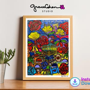Israel Art Print – Israel Painting Digital Download, Jewish Wall Art, Old City Jerusalem Home Decor, Printable Israeli Artwork
