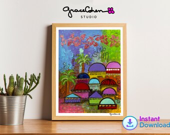 Printable Israel Art, Wall Decor, Digital Download, Jewish Art Print, Jerusalem Poster