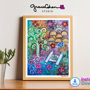 Tree of Life Printable Jewish Art, Wall Decor, Judaica Home Decor, Judaica Instant Download