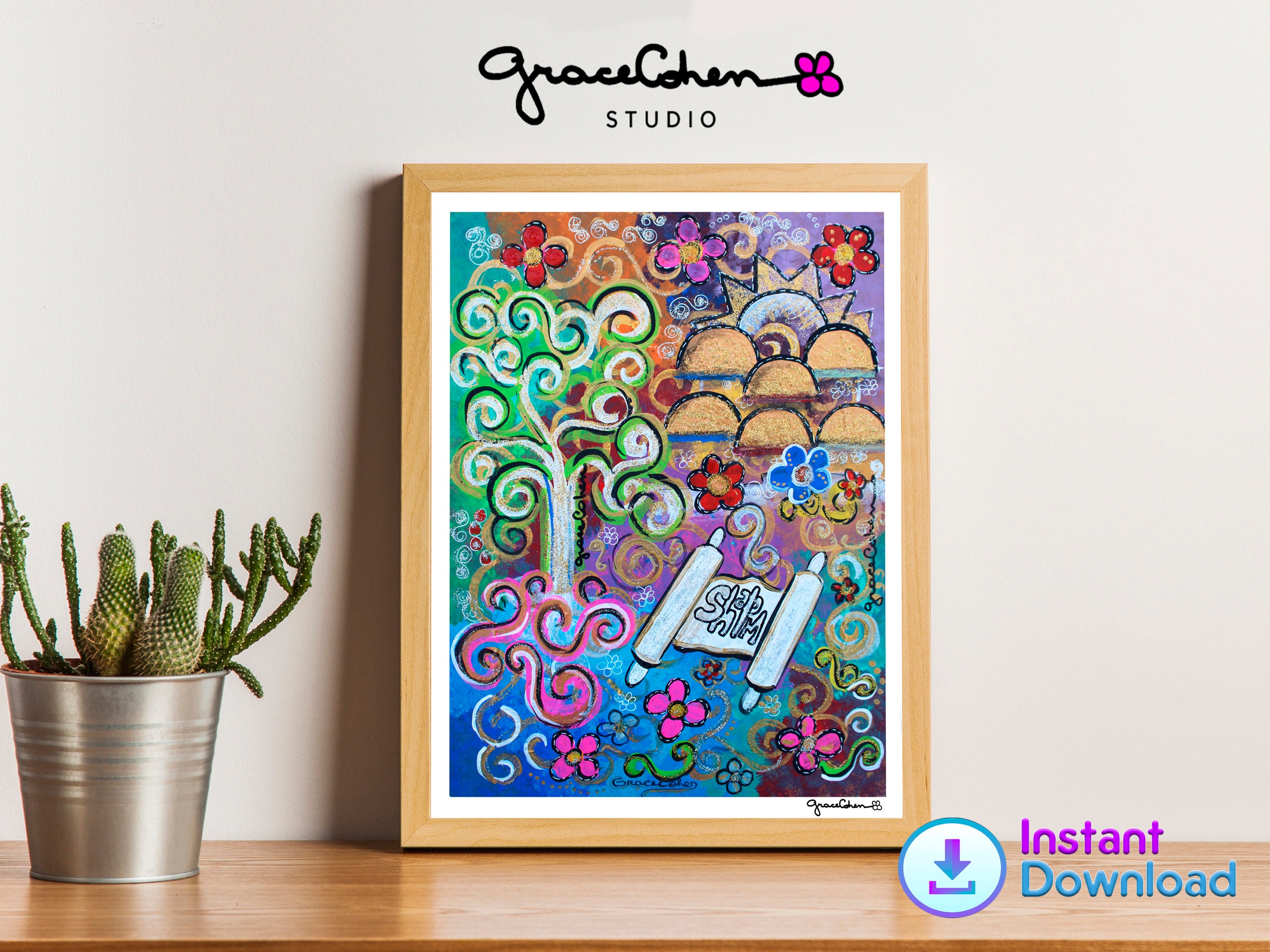 Tree of Life Jewish Art Print: Colorful Judaica Home Decor (Digital Download)