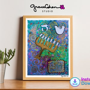 Jewish Home Blessing Print, Hebrew Home Decor, Housewarming Gift, Jewish Housewarming Gift
