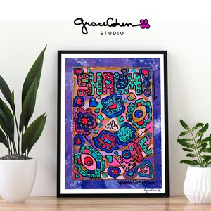 Digital Judaica Art | Hamsa Home Blessing | Spiritual Gift | Evil Eye | Protective Hand Hamsa | Hand of Fatima | Jewish Home Blessing