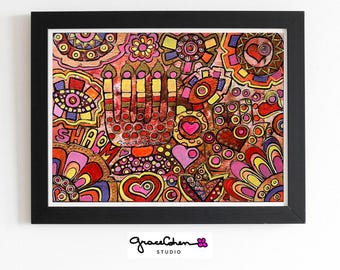 Dipinto Shema Yisrael Judaica, decorazioni per la casa ebraiche, belle arti israeliane, regalo ebraico