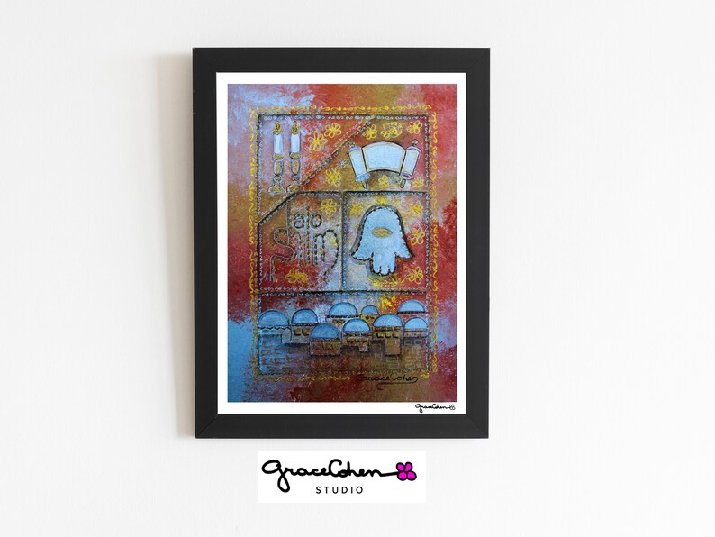 Judaica Mixed Media Digitral Download by Grace Cohen Studio Jewish Wall