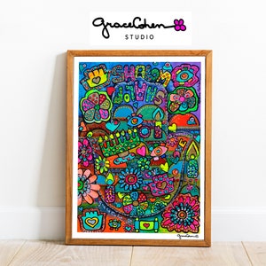 Hamsa Hand, Boho Hand, Zen Wall, Third Eye, Hand of Fatima, Evil Eye, Digital Art - Blessing - Wall Poster - Digital Download