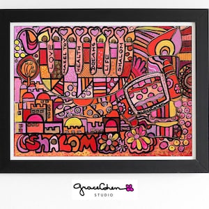 Shema Yisrael Judaica Painting – Jewish Home Decor, Hand-Painted Israeli Art, Hebrew Wall Art, Jewish Gift for Home or Holiday