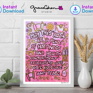 Jewish Baby Girl Gift, Hebrew Little Girl Decor, Newborn Room Blessing, Instant Download