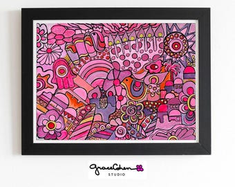 Bat Mitzvah Art: Jewish Girl Room Decor, Hebrew Wall Art