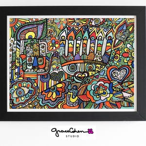 Original Jüdische Mixed Media Wand Kunst - Handgemachtes Jejuda Bild - Einzigartiges Jüdisches Wohndekor - Einzigartiges Geschenk