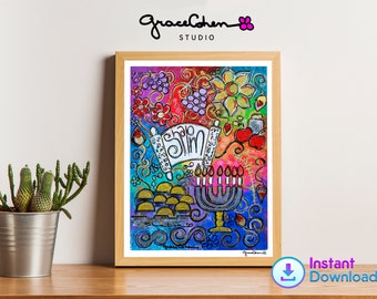 Jewish Mom Gift Art Print, Wall Decor for Jewish Mother, Judaica Wall Art, Jewish Home Decor