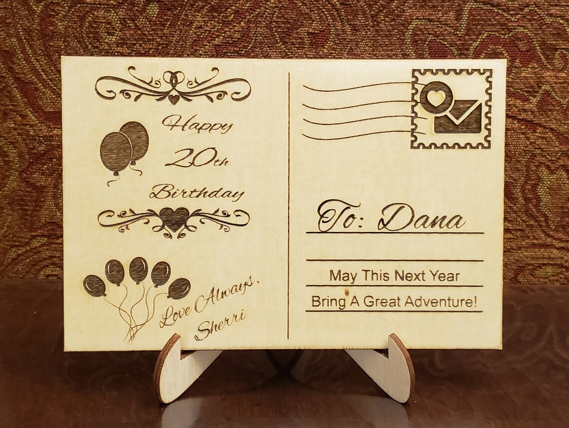 Laser Engraved Birthday Postcard Gifts Etsy