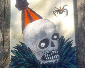 Party to Die 4 Acrylic Skull Painting