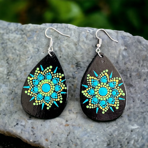 Dot Mandala Art, Fun Earrings, Bohemian Earrings, Earrings Dangle