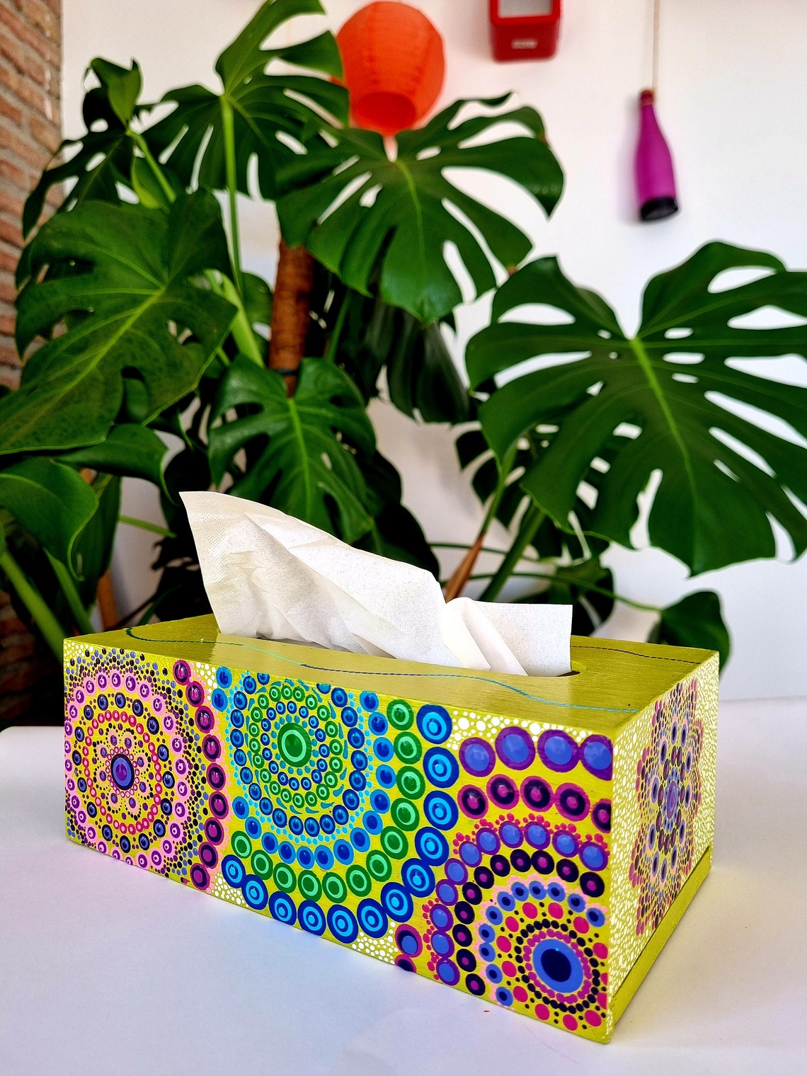 Mandala Dot Art Tissue Box Cover Rectangular Napkin Cube Etsy
