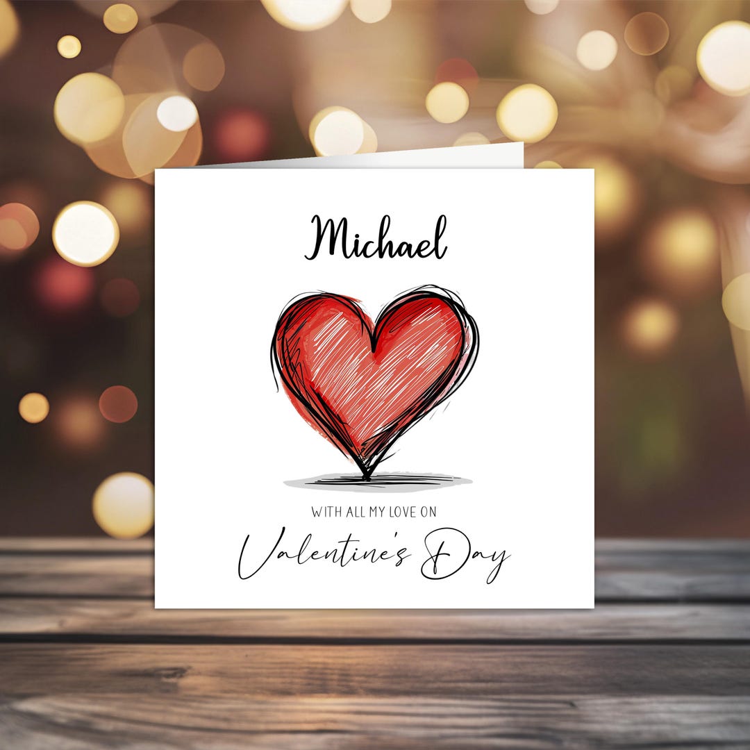 Simple Heart Valentine's Day Card for the One I Love - Personalised ...