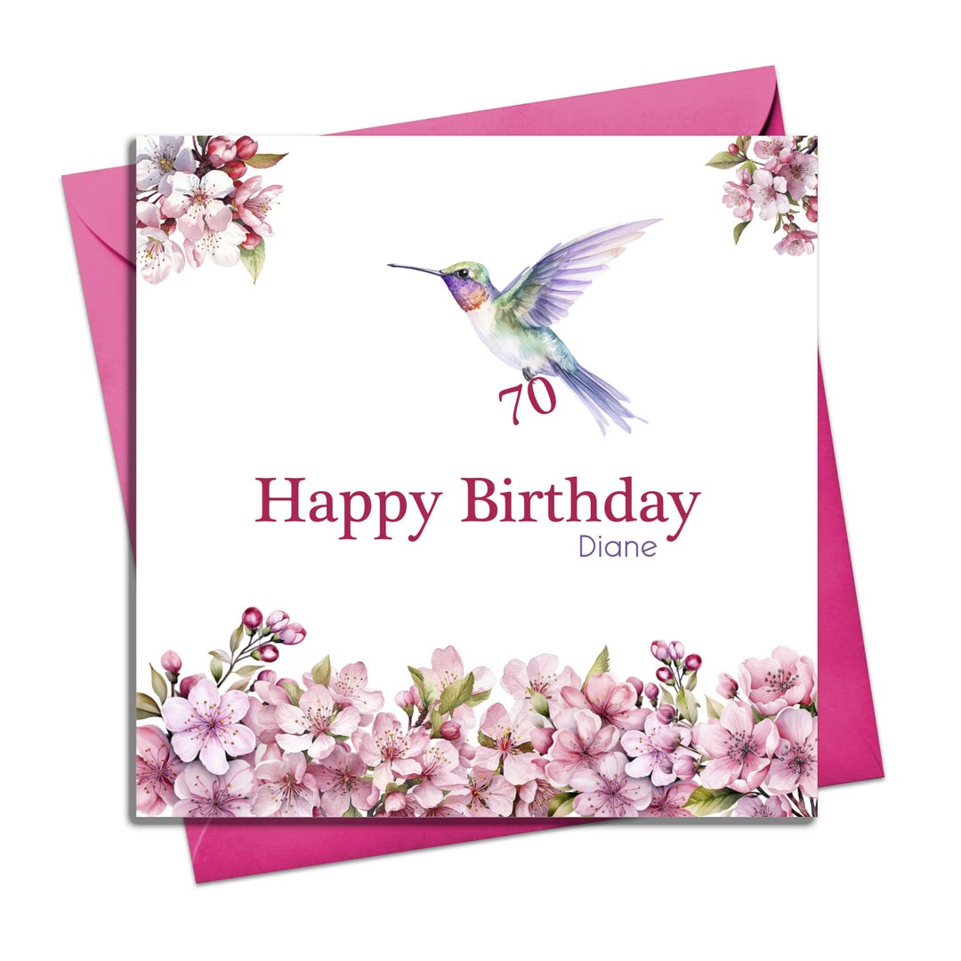 Cherry Blossom 70th Birthday Card for Women - Personalised Floral ...