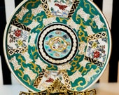 Gold Imari, Hand Painted Plate, Gold, Black and green