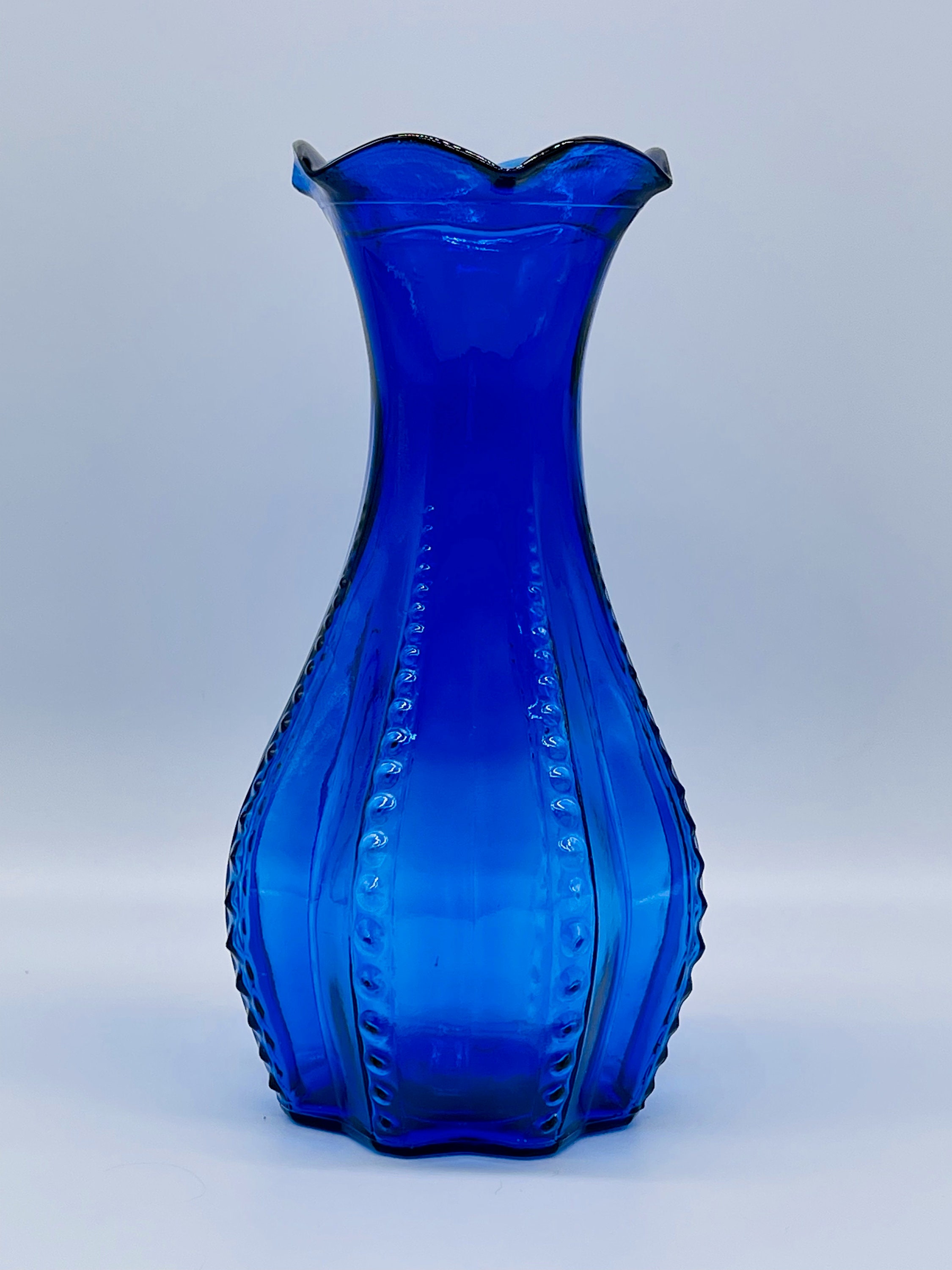 Cobalt Blue Bud Vase Ribbed Details Marked USA on Bottom Etsy