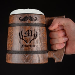 Groomsmen Gifts Personalized Wooden Beer Mug, Groomsmen Proposal, Best Man Gift Ideas, Groom Gift from Bride, Wooden Beer Stein, Tankard
