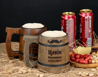 Custom Beer Mugs, Personalized Wooden Beer Mugs, Groomsmen Proposal, Best Man Gift Set, Groom Gift Set, Viking Style Gifts Wooden Beer Stein