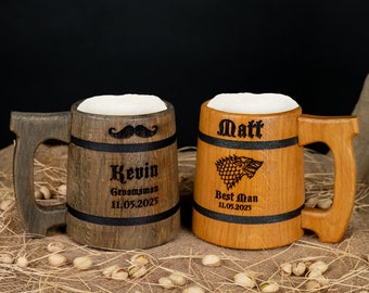 Best Man Gift Set, Best Man Proposal, Groomsmen Proposal, Groomsman Proposal, Personalized Mugs, Wooden Beer Mugs, Custom Photo Mugs