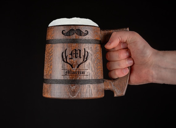 Engraved Beer Mug, Engraved Tankard, Wooden Beer Mug, Beer Cup, Engraved Beer Stein, Personalized Mug, Tankard Wood, Custom Wooden Stein