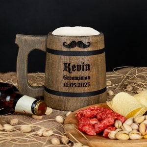 Groomsmen Gifts Personalized Wooden Beer Mug Groomsmen Proposal Best Man Gift Ideas Gift from Bride