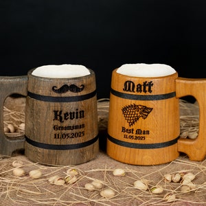 Groomsmen Gifts Personalized Wooden Beer Mug Groomsmen Proposal Best Man Gift Ideas Gift from Bride