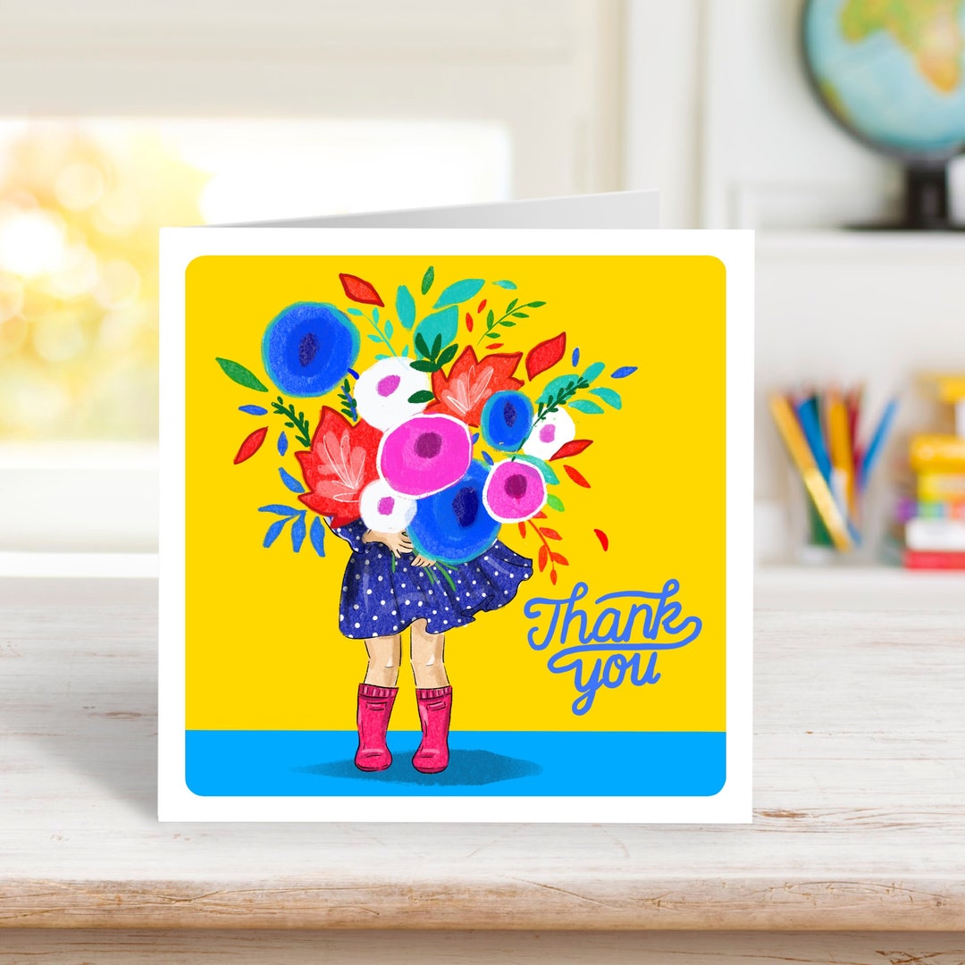 Thank You Greetings Card, Floral Greetings Card, Greetings Card for Her