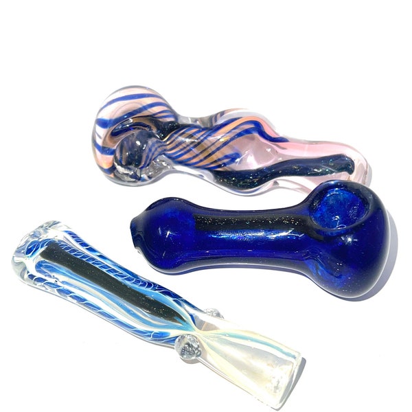 3 pieces  combo Dichro smoking glass  pipe, 3”dichro  heavy pipe, 3”Dichro Chillum, 2.5” Dichro pipe, Beautiful pipe, Girly pipe combo.