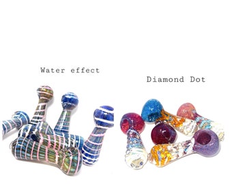 4.5” Iridescent Glass Pipe,blue-pink heavy glass hand pipe,diamond dot  handmade glass pipe, girly pipe, tobacco pipes, water Effect Pipe.