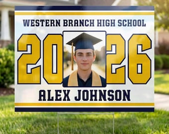 Varsity Graduation Yard Sign 2026 | Custom Senior Yard Sign with Photo | Personalized High School Graduation Lawn Sign