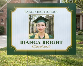 Custom Senior Photo Graduation Yard Sign 2026 | Personalized High School Lawn Display