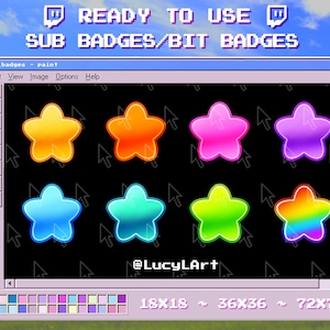 8x Twitch Sub Badges / Bit Badges / Emote - Stars / Streamer / Aesthetic / Twitch / Space / Galaxy