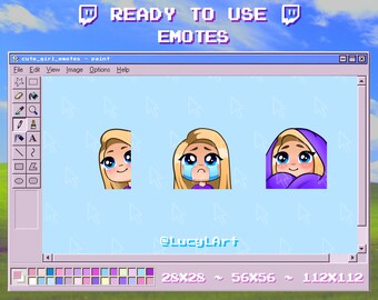 Blonde Hair, Light Skin, Blue Eyes ~ SET 2 ~ Twitch Emote / Streamer / Cry / Sad / Comfy / Lurk / Face / Girl