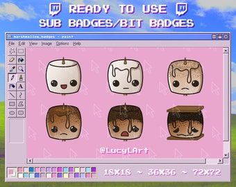 6x Twitch Sub Badges / Bit Badges/ Emote - Marshmallow / Streamer/ Aesthetic/ Twitch/ Food/ Cute