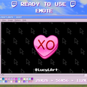Twitch Emote / Text Emote/ XO HEART / Streamer / Aesthetic / Twitch / Pink/ Candy Heart