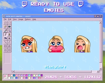 Blonde Hair, Light Skin, Blue Eyes ~ SET 1 ~ Twitch Emote / Streamer / Heart / Rage / Shock / Face / Girl