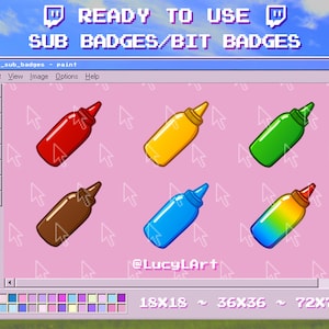 6x Twitch Sub Badges / Bit Badges/ Emote - Sauce / Streamer/ Aesthetic/ Twitch/ Food/ Ketchup